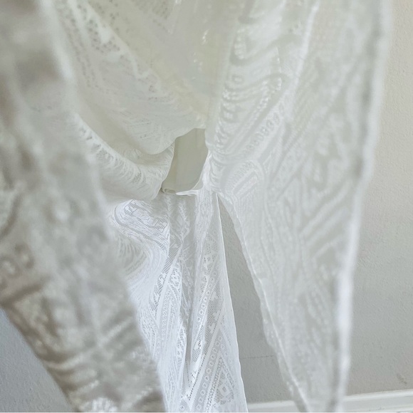 Lily Rose White Halter Maxi Sundress size S summer casual beach lace back slit - Picture 6 of 11